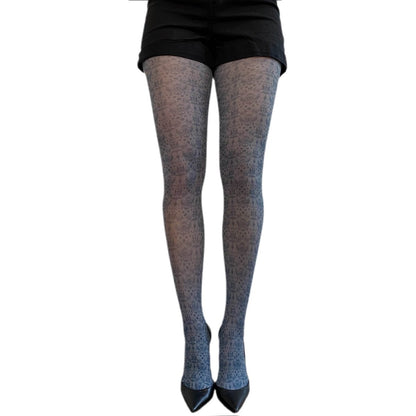 Black Gray Damask Patterned tights - AQUALTA