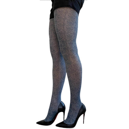 Black Gray Damask Patterned tights - AQUALTA