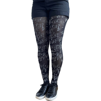 Black Music Note Tights - AQUALTA