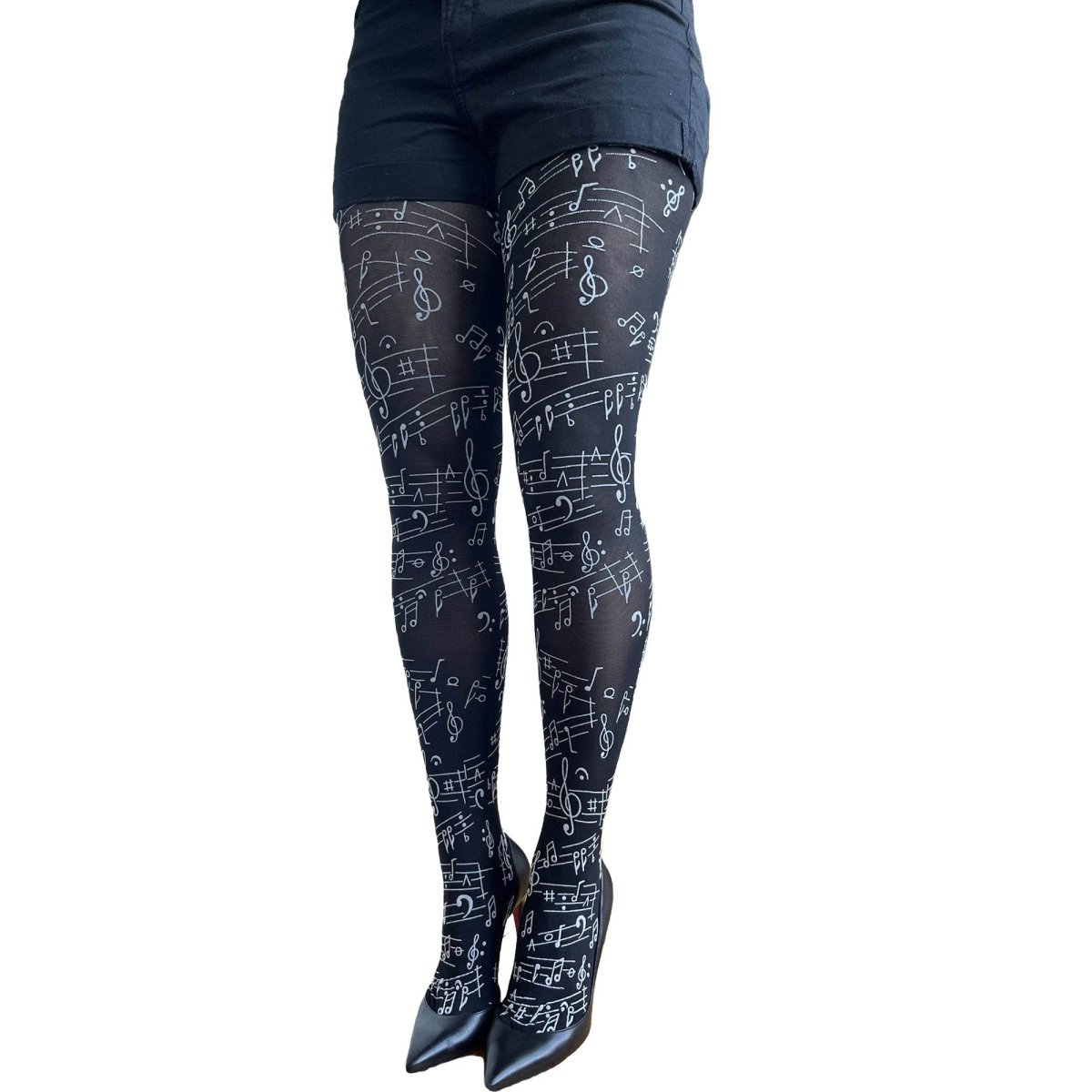 Black Music Note Tights - AQUALTA