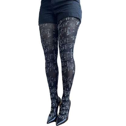 Black Music Note Tights - AQUALTA