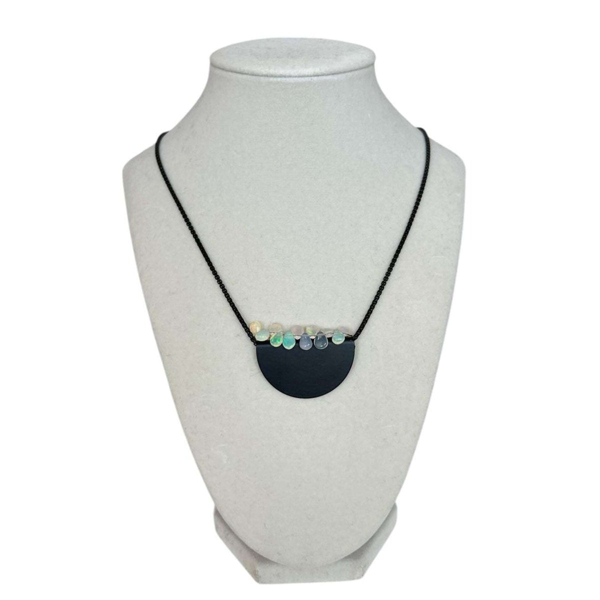 Black Necklace with Teardrop Opals - AQUALTA