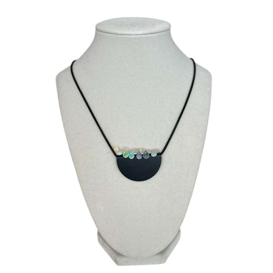 Black Necklace with Teardrop Opals - AQUALTA