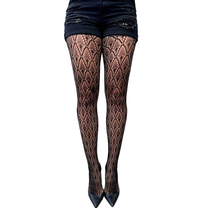 Black Net Tights Peacock Feather Malka Chic - AQUALTA