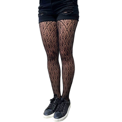 Black Net Tights Peacock Feather Malka Chic - AQUALTA