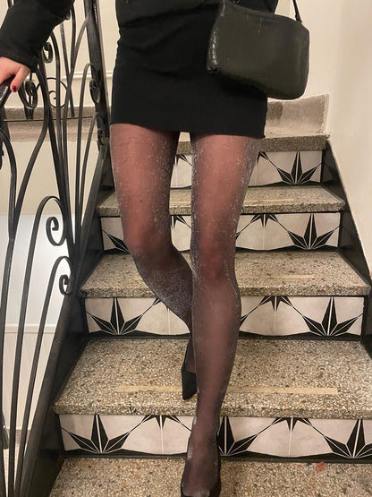 All Over Glitter Sheer Tights For Women Malka Chic Available In Plus Sizes