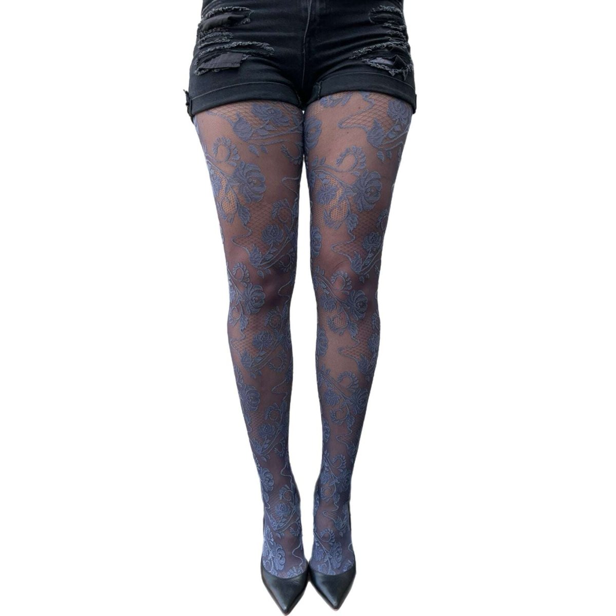 Blue Flower Lace Tights For Women - AQUALTA