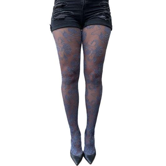 Blue Flower Lace Tights For Women - AQUALTA