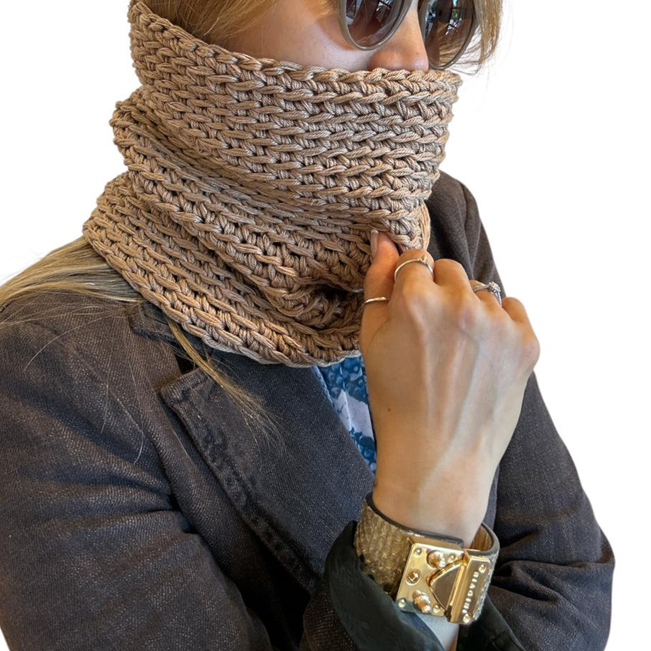 Brown Neck warmer knit Tweed for Women Sold at Aqualta