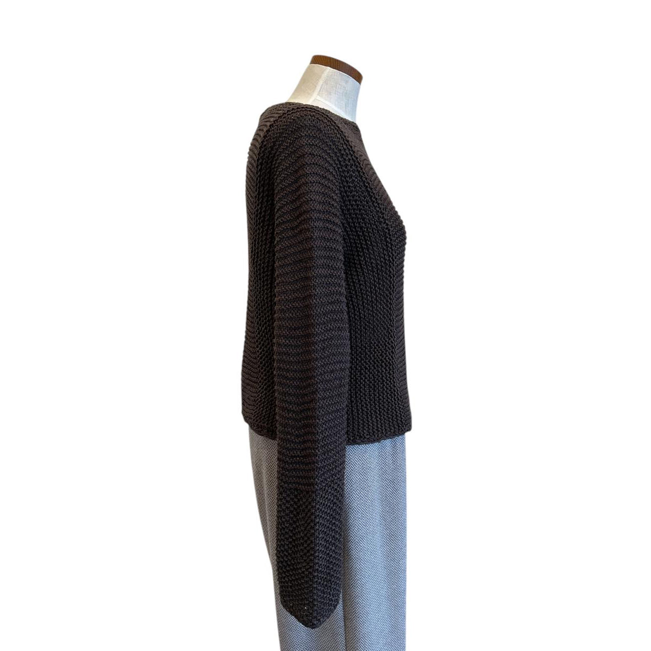 Side of Brown Knit Crop long sleeves Sweater Chiara Toffanin for women sold at Aqualta