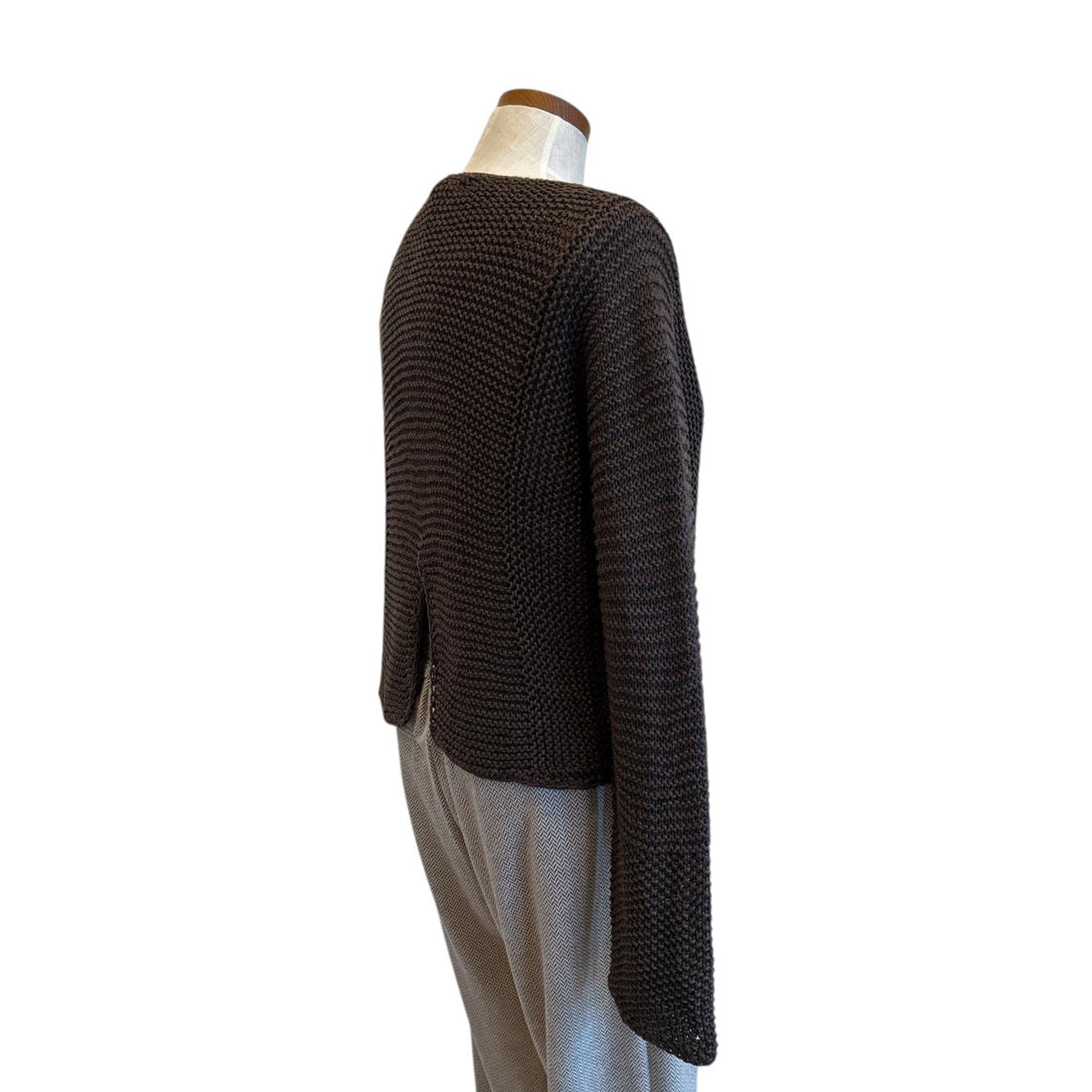Back of Brown Knit Crop long sleeves Sweater Chiara Toffanin for women sold at Aqualta