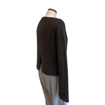 Brown Knit Crop long sleeves Sweater - AQUALTA