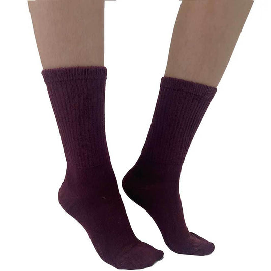 Burgundy Extra Wide Bamboo Super Soft Socks For Women Malka Chic