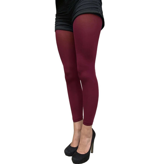 Burgundy Footless Tights for Women - AQUALTA