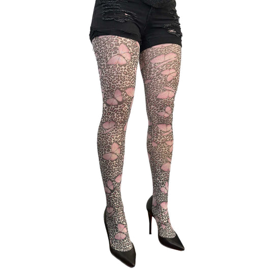Check out our Leopard Butterfly Patterned Printed Tights For Women Malka Chic available at Aqualta