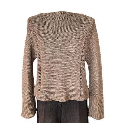 Camel Knit Crop long sleeves Sweater - AQUALTA