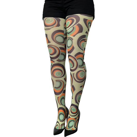 Green Carnaby Patterned Tights Pantyhose For Women Malka Chic sold at Aqualta