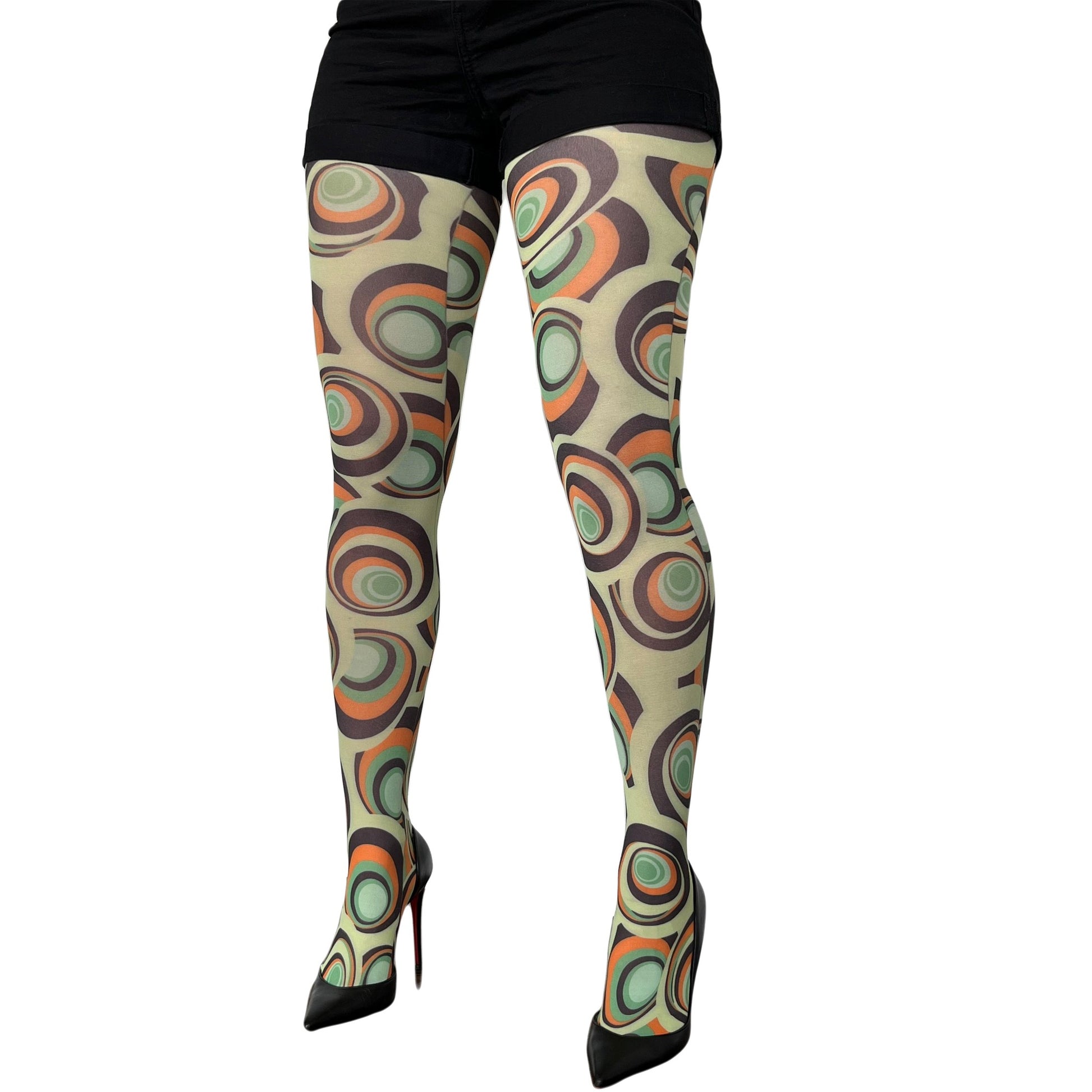 Green Carnaby Patterned Tights Pantyhose For Women Malka Chic sold at Aqualta 2