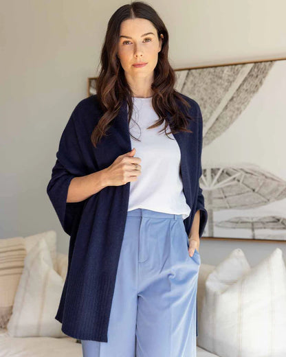 Cashmere Travel Wrap Navy