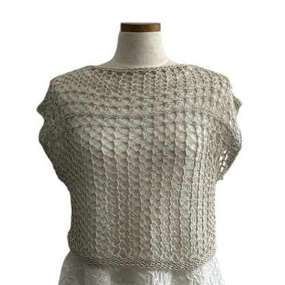 Handmade ivory crochet knit top by Chiara Toffanin, made in Italy and available at Aqualta