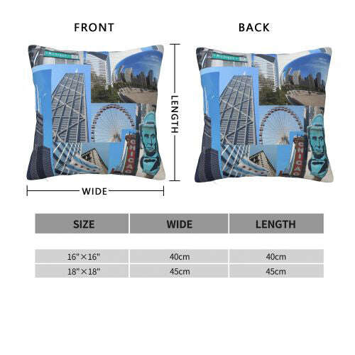 Chicago decorative Pillow cover 16 x 16 - AQUALTA