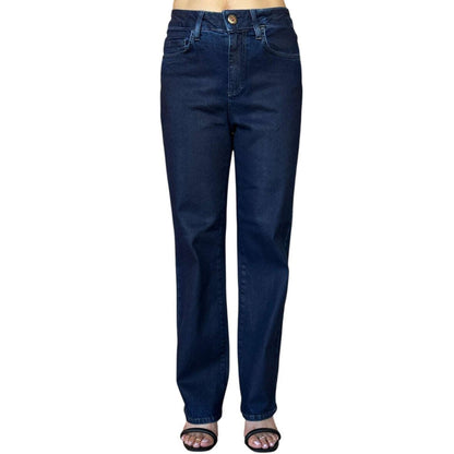 Coated Blue Denim Mid waist straight legs - AQUALTA