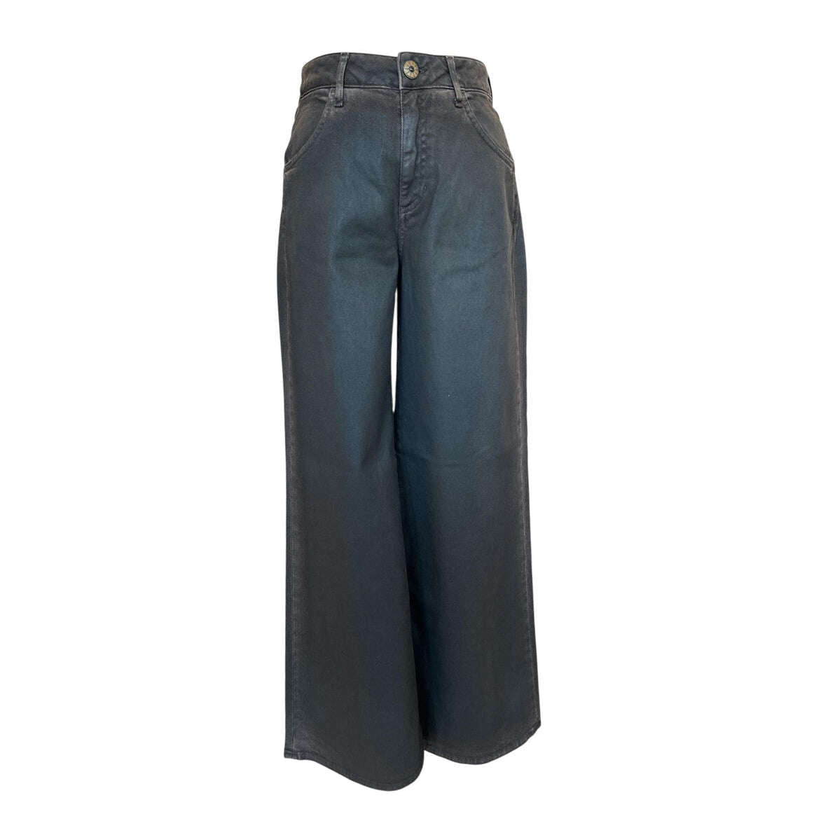 Coated finish Flare Brown Japan Denim high waist - AQUALTA