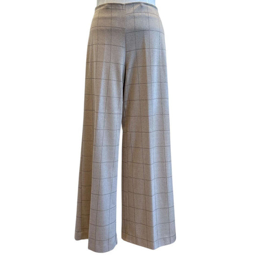 Cream Tartan Pants Palazzo side zipper - AQUALTA