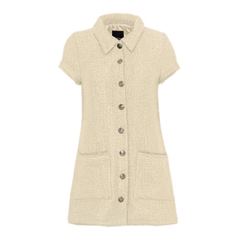 Cream Tweed Short Dress - AQUALTA
