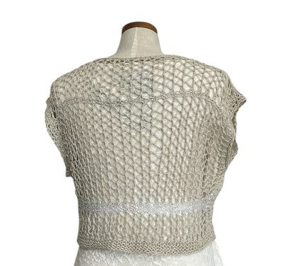 Elegant artisanal sleeveless knit pullover by Chiara Toffanin, sold at Aqualta