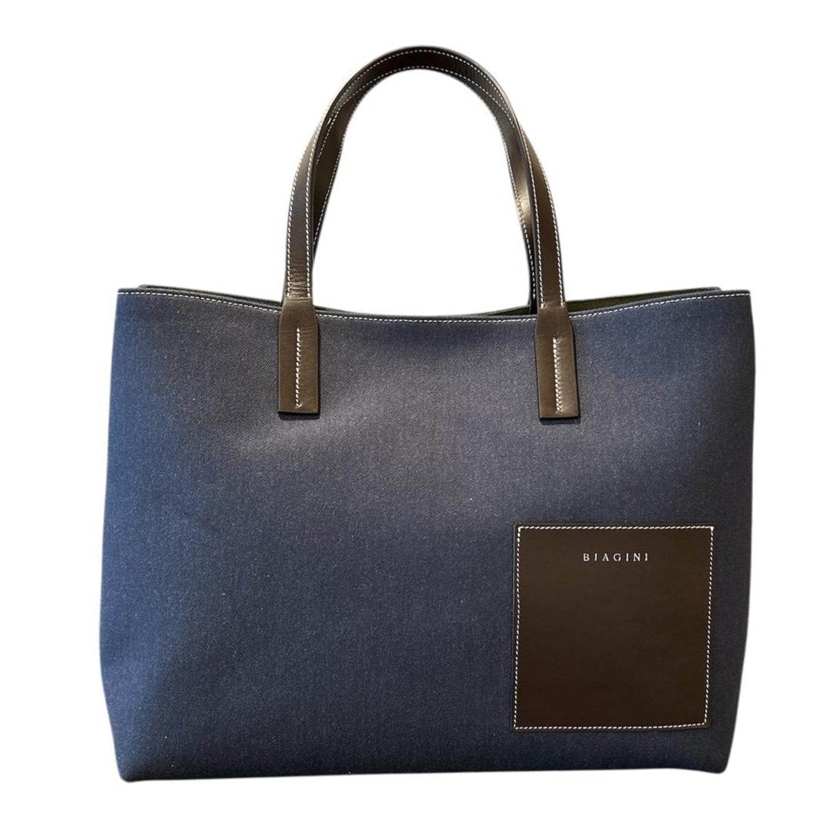 Dark Denim Tote & with Black Leather straps - AQUALTA