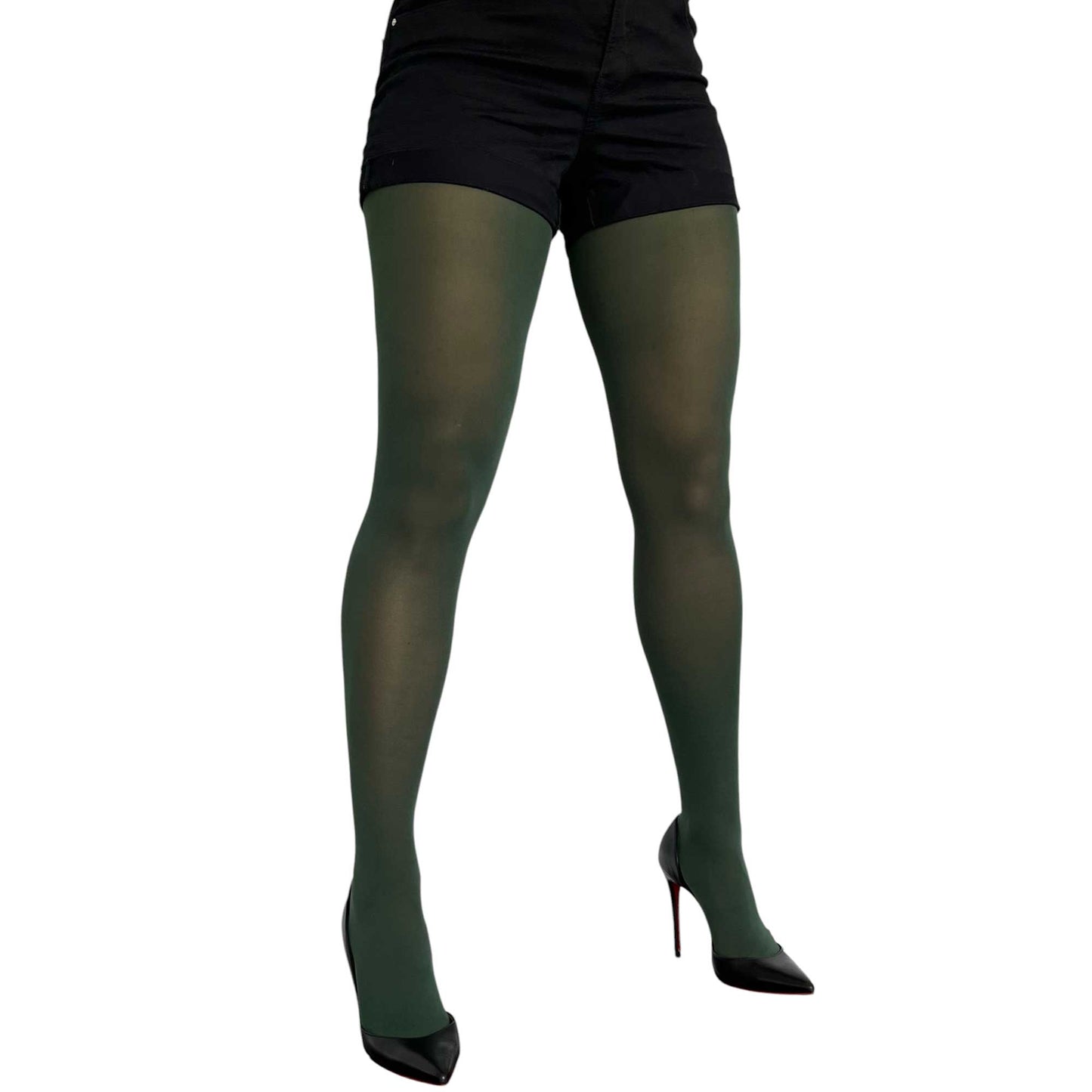 Stylish dark green opaque tights for women with modern minimalist and versatile fashion design