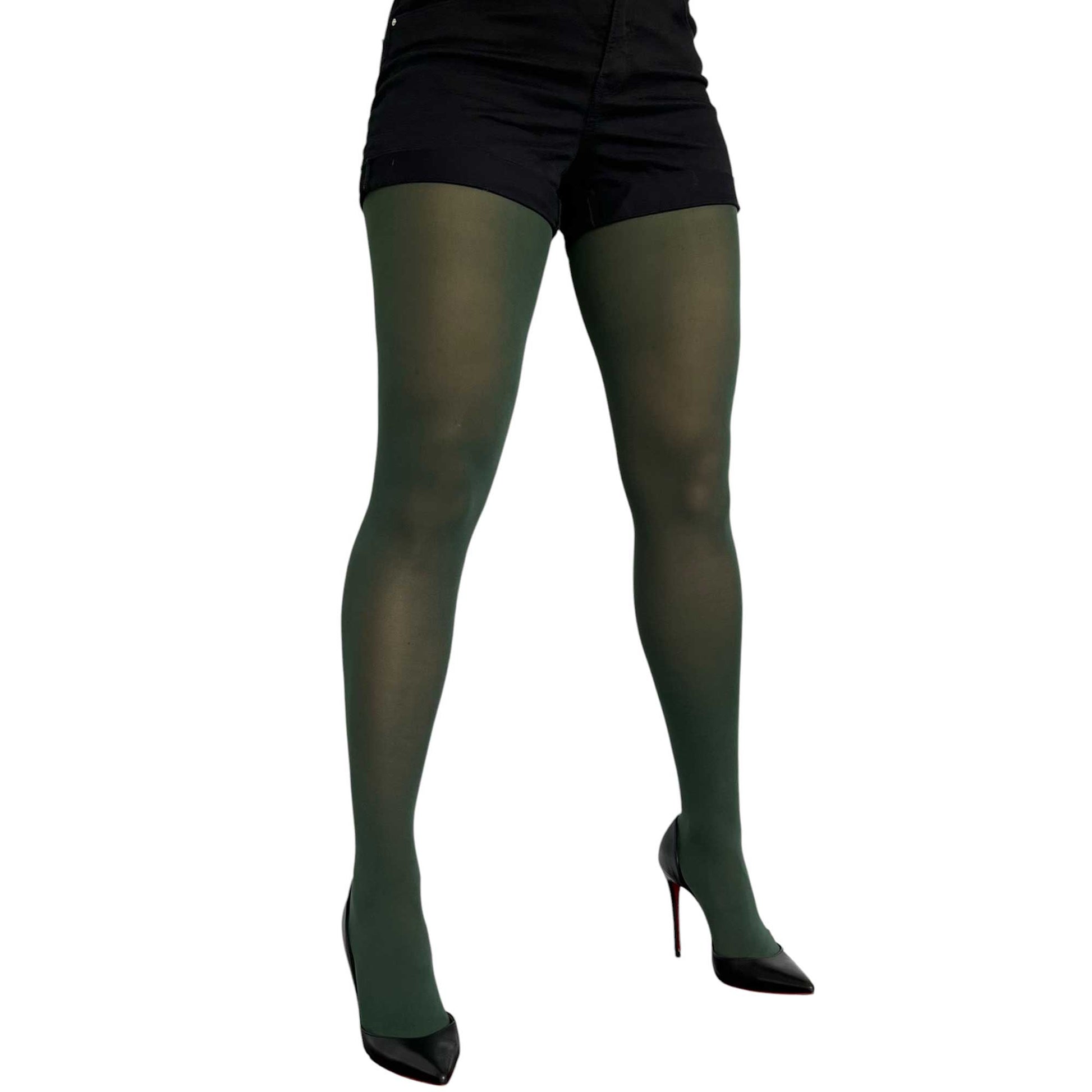 Stylish dark green opaque tights for women with modern minimalist and versatile fashion design