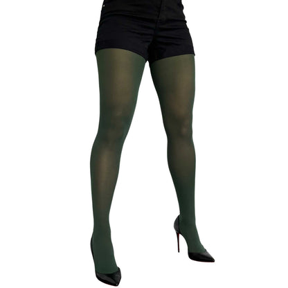 Stylish dark green opaque tights for women with modern minimalist and versatile fashion design