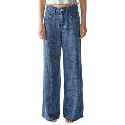 Denim Mid waist light Blue Jacquard print - AQUALTA