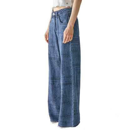 Denim Mid waist light Blue Jacquard print - AQUALTA