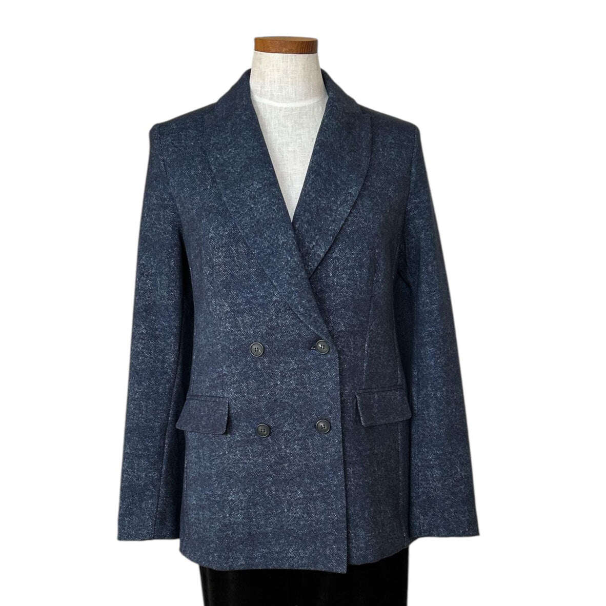 Double breast Warm Jersey Blazer Tweed Blue - AQUALTA