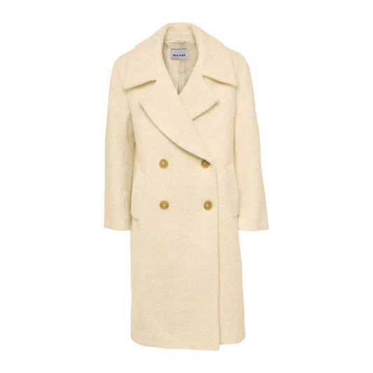 Double breasted Lapel White Coat - AQUALTA