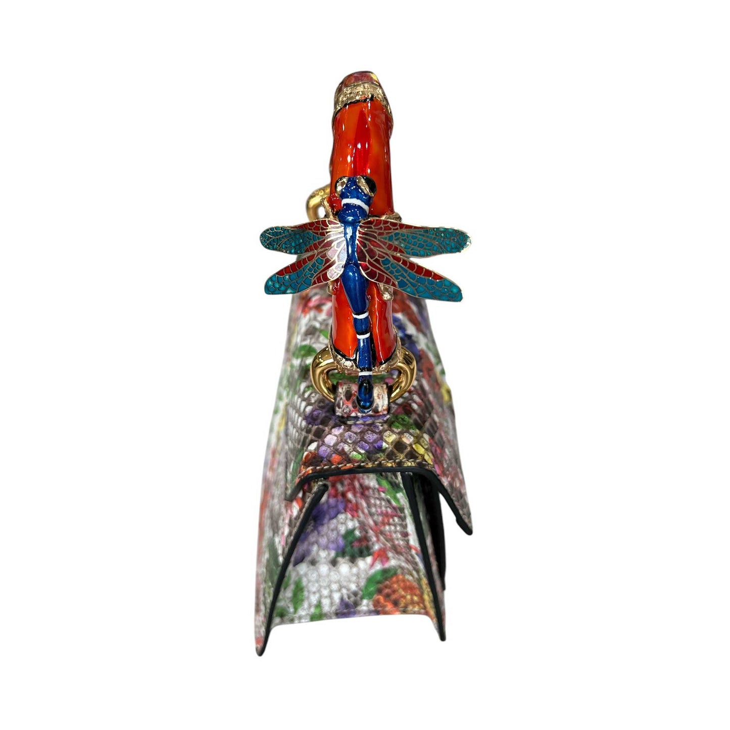 Handcrafted Dragon Fly bag with vibrant flowers and exotic design by Biagini at Aqualta 2