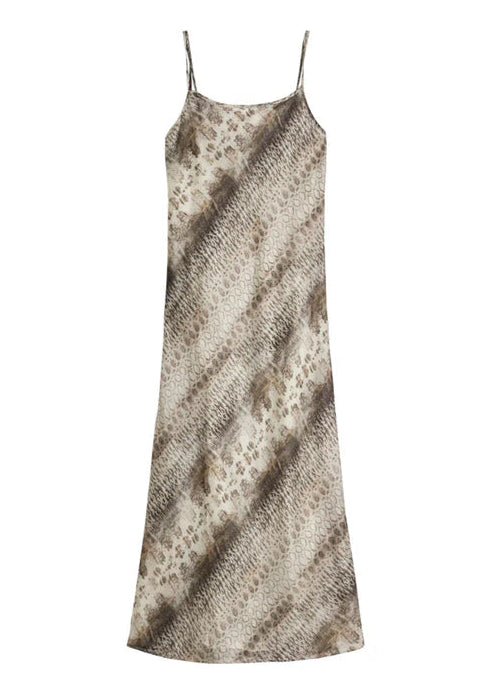 Midi Slip Silk Dress Brown snake print Sans sold at Aqualta