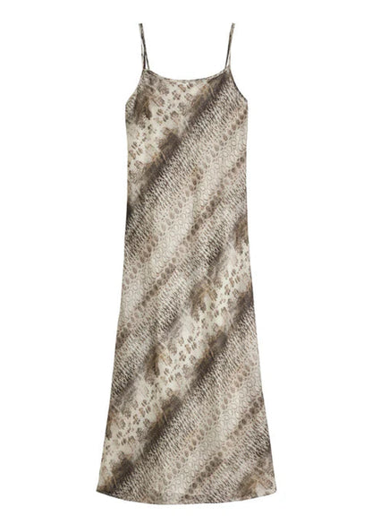 Midi Slip Silk Dress Brown snake print Sans sold at Aqualta