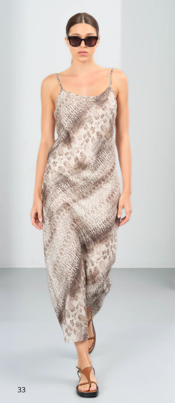 Midi Slip Silk Dress Brown snake print Sans sold at Aqualta 2