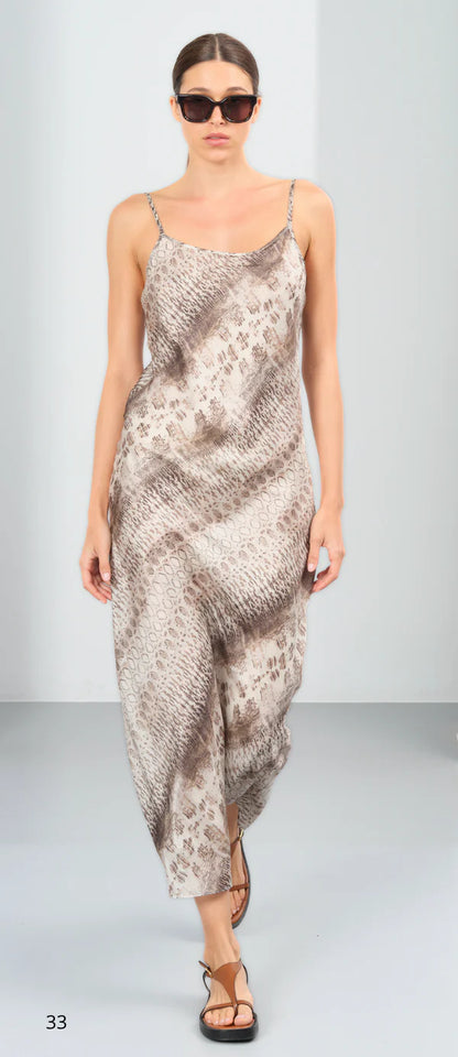 Midi Slip Silk Dress Brown snake print Sans sold at Aqualta 2