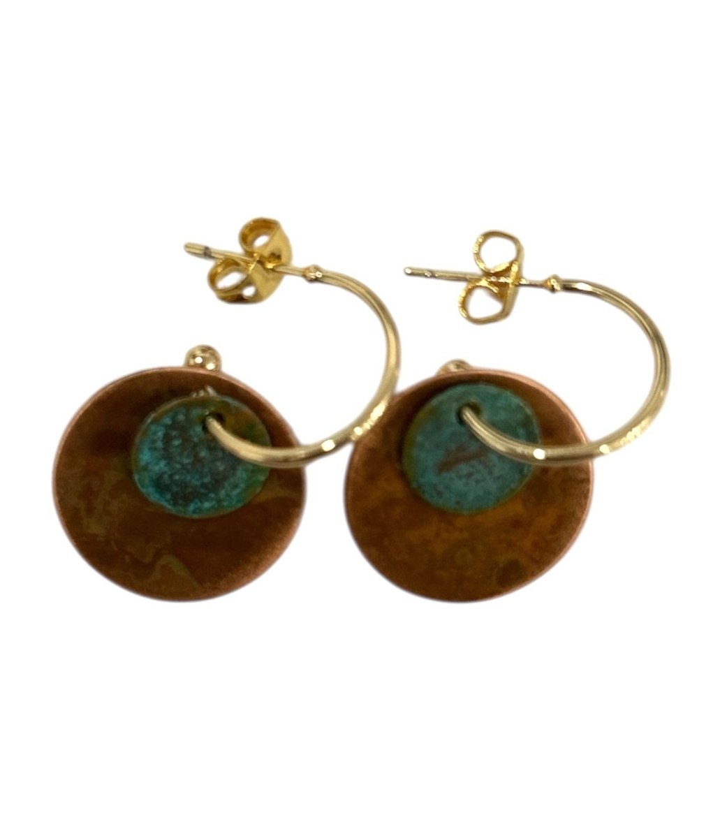 Earrings Geometric Brass & Copper due Dischi - AQUALTA