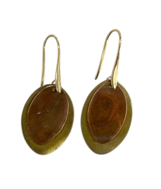 Earrings Geometric Brass & Copper due Ovali - AQUALTA