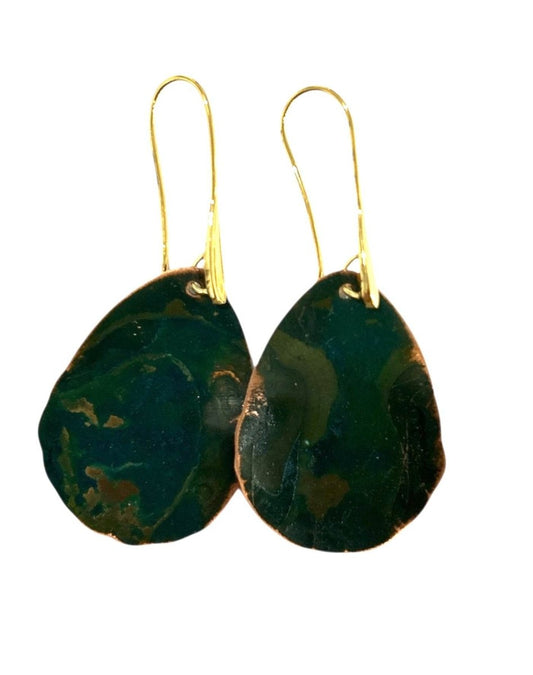 Earrings Geometric Brass & Copper Foglia - AQUALTA