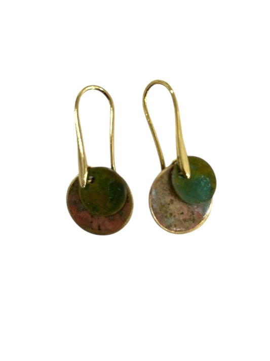 Earrings Geometric Brass & Copper Mini Tondi - AQUALTA