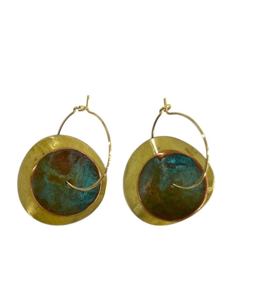 Earrings Geometric Brass & Copper Occhietti - AQUALTA