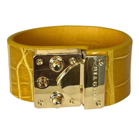 Exotic leather Cuff with Brass buckle - AQUALTA