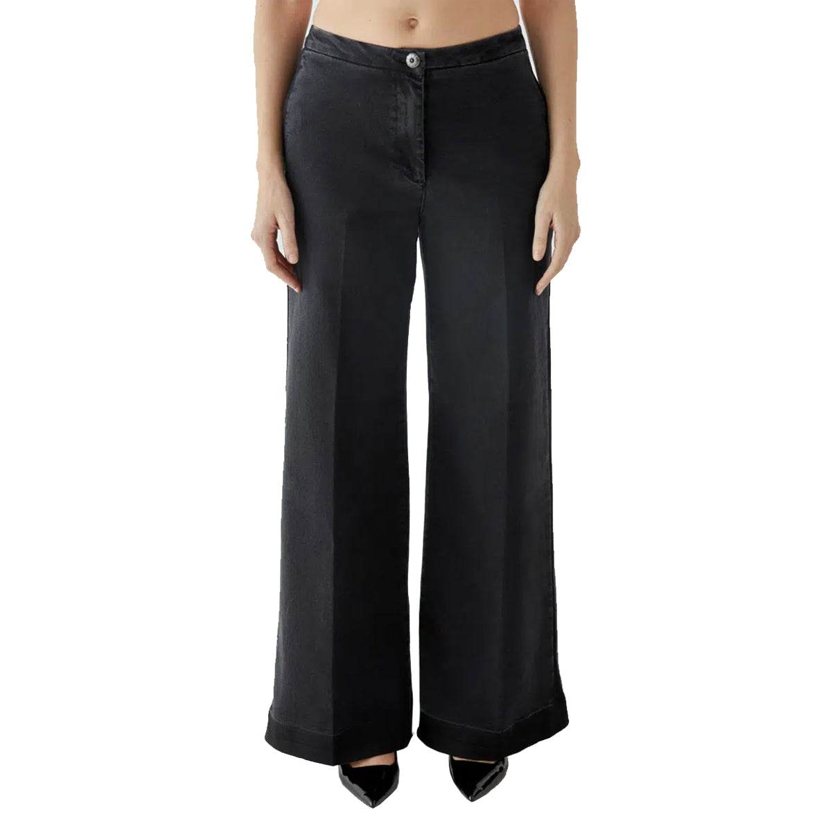 Flare Japan Denim Mid waist Used Black - AQUALTA